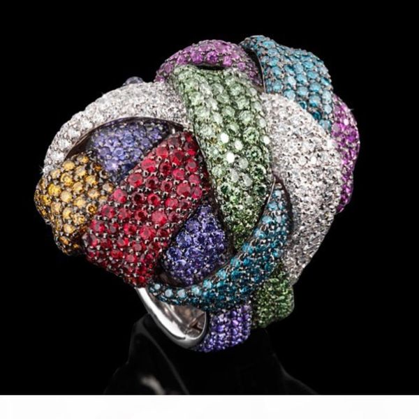 

godki famous monaco design luxury big winding cross geometry cubic ziron cz ring for women wedding dubai bridal finger ring 2019, Silver