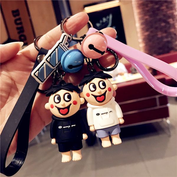 

cute wang zai baby keychain fashion milk smile happy boy key chain children bag pendant accessories keyring kids gift, Silver
