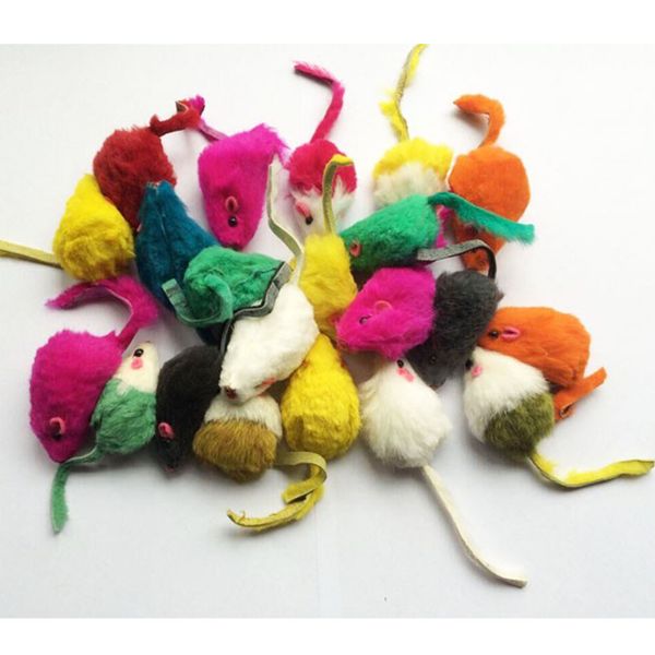 

10pcs / lot мягкий искусственный мех кролика ложные игрушки мыши для кошек