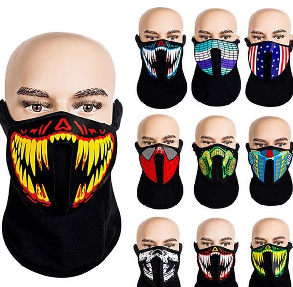 

led полумаски мигающий свет up voice activated face mask sound control face маски для лица обложка лицевая маска halloween party cosplay 69c