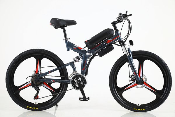 

front and rear shock absorption 26-inch 21-speed electric bicycle high-carbon steel frame 36v350w 10a batter motor folding mountain bike