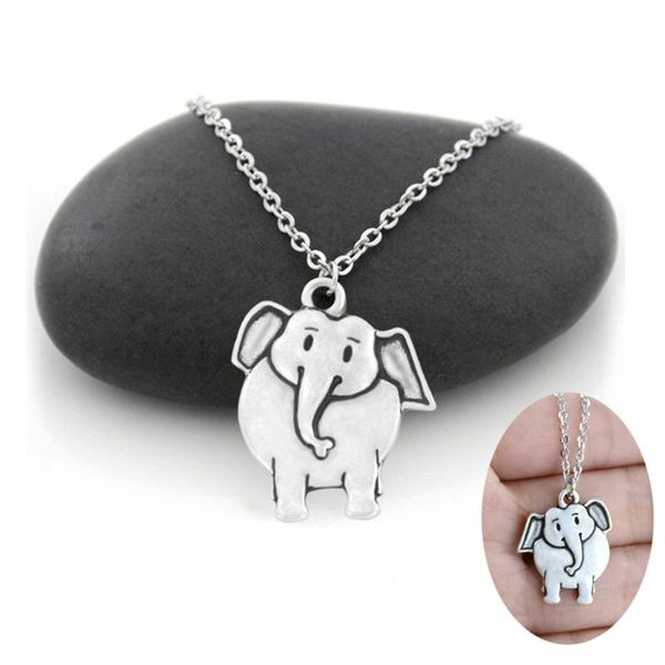 

new boho cute tiny simple elephant pendant necklace for women men stainless steel long chain animal lover necklace jewelry gift, Silver