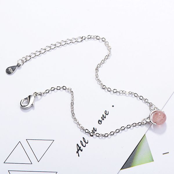 

cute cats recruit peach blossom strawberry crystal cat bracelet female girlfriends jewelry gift, Black