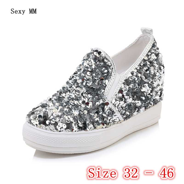 

summer winter women loafers height increasing flats platform wedge casual flat shoes small plus size 32 33 -40 41 42 43 44 45 46, Black