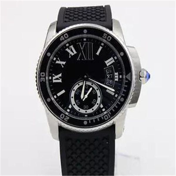 

2020 new Luxury automatic caliber 6 DIVER black rubberband glass back sport sapphire quality big dia