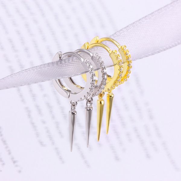 

AprilGrass Brand Punk Rivet Spike Pendant Round Cartilage 925 Sterling Silver Earrings for Women Jewelry Simple Geometric Earrings Brincos