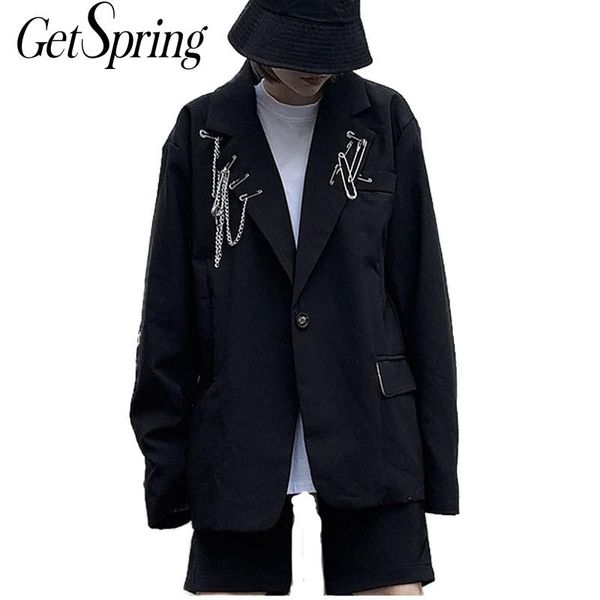 

getspring women blazer patchwork vintage black women blazers jackets all match casual black womans blazer 2020 new fashion coats, White;black