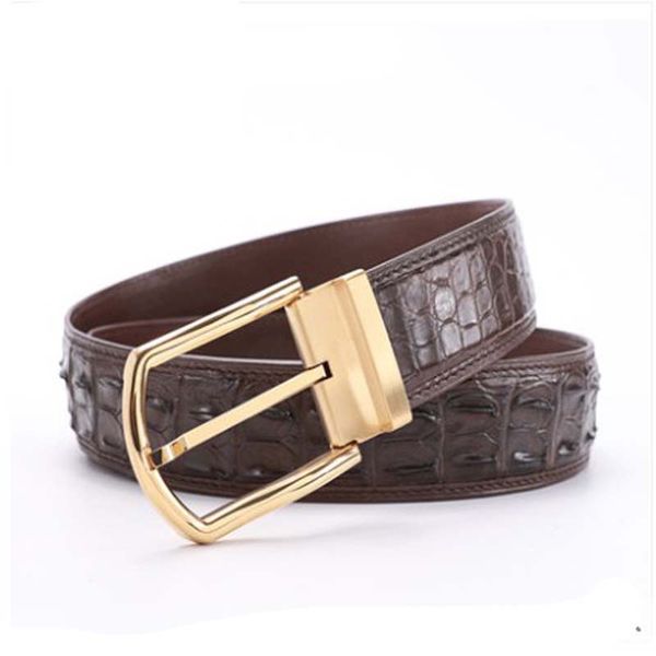 

mafeimengge thailand crocodile leather men belt male high-grade pin buckle young man trend personality men belt, Black;brown
