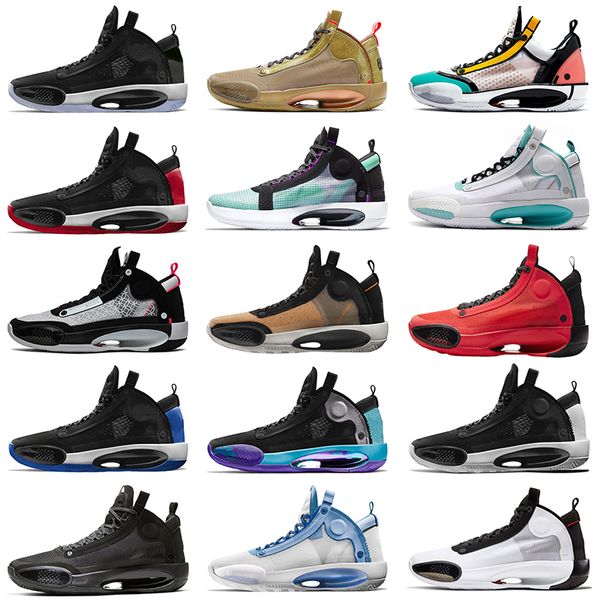 

size 7-12 wholesale xxxiv sport jumpman 34 basketball shoes space jam bayou bred blue void snow leopard mens sneakers, Black