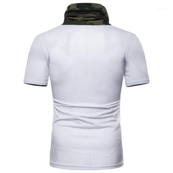 

hooded high collar short sleeve mens designer teenager fashion tees mens camouflage fake two pieces tshirt, White;black