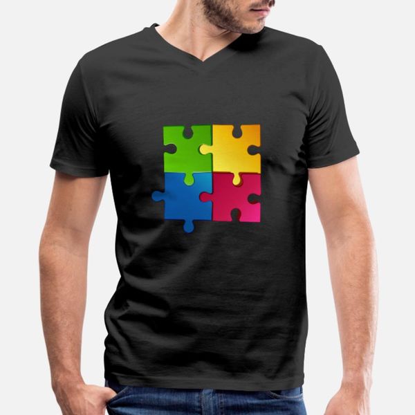 

jigsaw puzzle t shirt men fit tee shirt euro size s-3xl costume fit fashion summer style kawaii