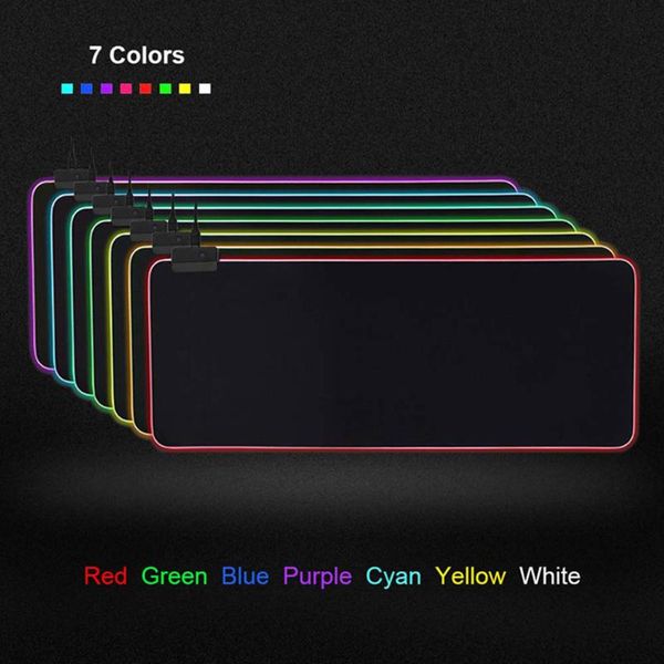 

7colors rgb extra large mouse pad led glowing mouse keyboard mat with locking edge anti-slip gaming illuminated mousepad for pc