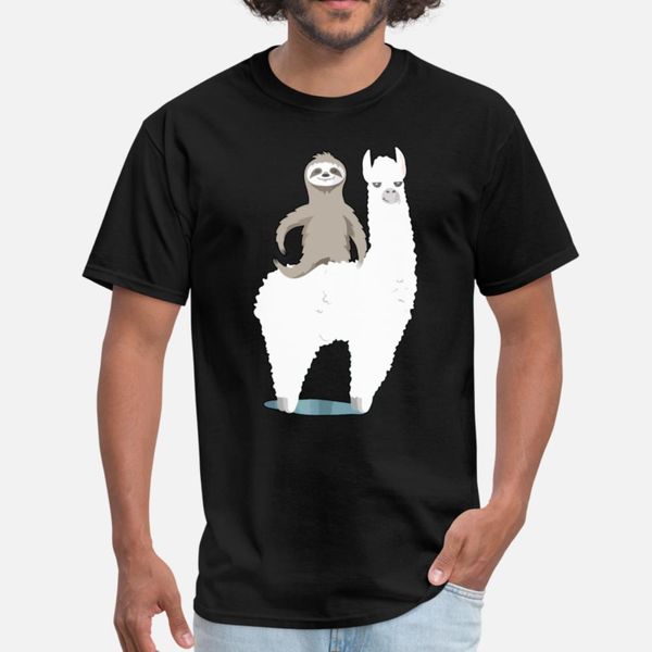 

лень езда llama забавные животные счастливые лучший друг тенниска мужчины designs тройник рубашки круглый воротник outfit фитнес строительст
