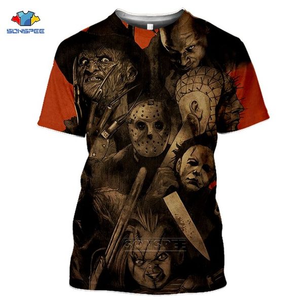 

horror friends pennywise michael myers jason halloween summer men 3d print shirts oversized anime plus size men clothing