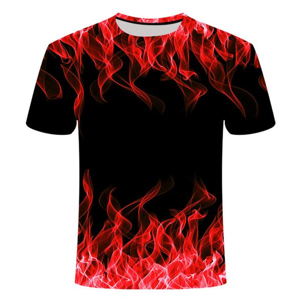 

red flaming anime camiseta streatwear 3d print shirts graphic kawaii kawaii men clothing