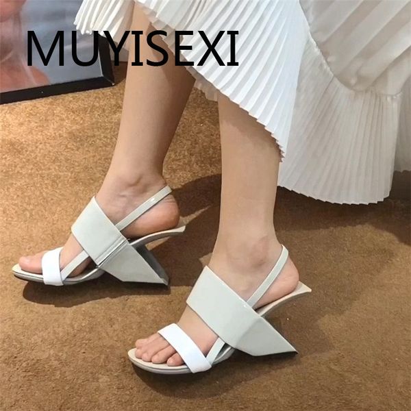 

women natural leather peep toe 8cm high heels french romantic party cozy leisure fashion shallow slip on sandals hl267 muyisexi, Black