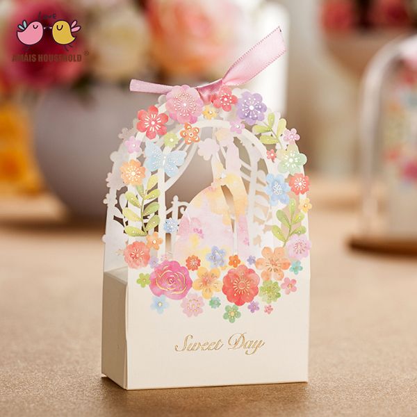 

romantic lace flower the bride and groom candy box for wedding party candy gift packaging decoration