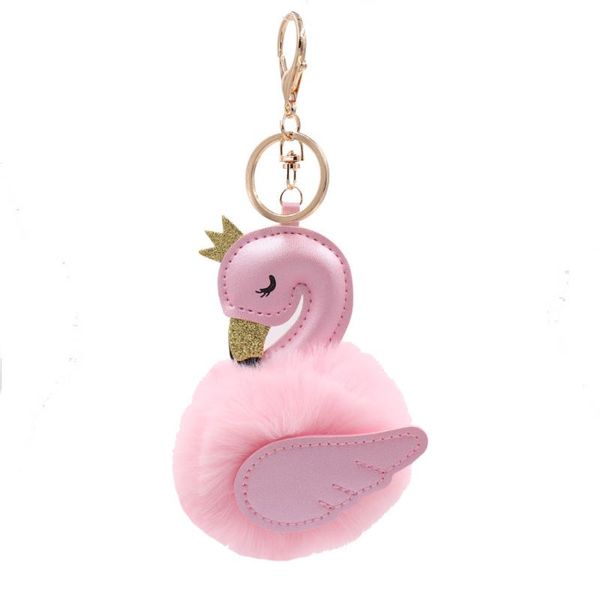 

cdcotn car keychain creative leather metal plush keychain fashion bag hair ball pendant car decoration auto products, Silver