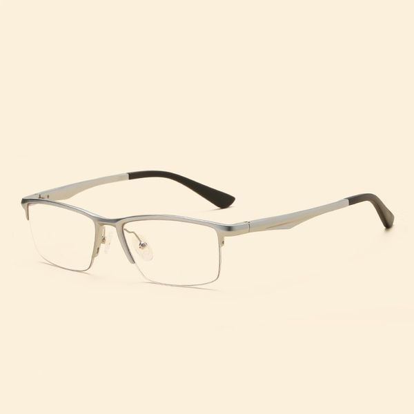 

width-143 new aluminum magnesium anti-blue elastic mirror office computer mirror men's half frame myopia eyeglasses frame male, Black