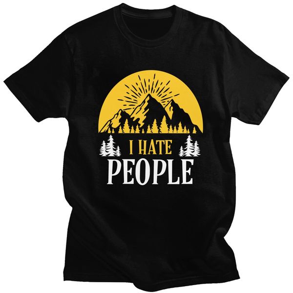 

классический мужской весёлый i hate люди tshirt коротким рукавом хлопок горный туризм tshirt любовь кемпинг рубашки природа кэмп tee одежда