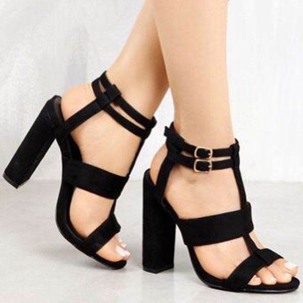 

2020 new suede women sandals thin high heels 9 cm gladiator bandage cross tied fashion summer party femme shoes, Black
