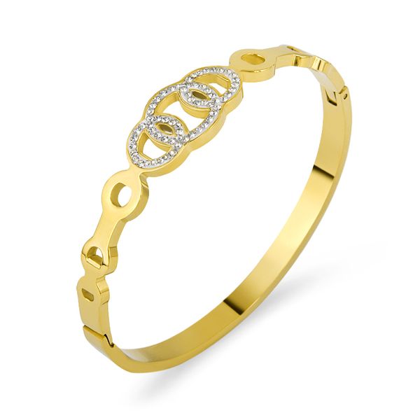 

circle hollow round bracelets cubic zirconia crystal bracelets & bangles for women wedding romantic jewelry, Black