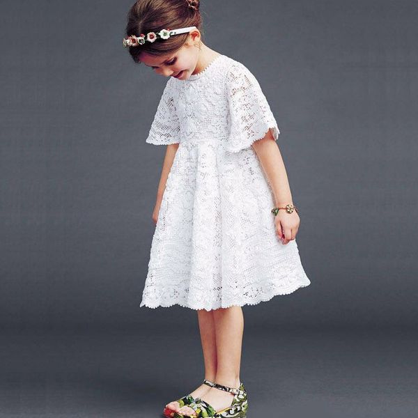 

new 2020 baby girls lace dress kids summer white dress children half sleeve toddler dress,2-7y,#2061, Red;yellow