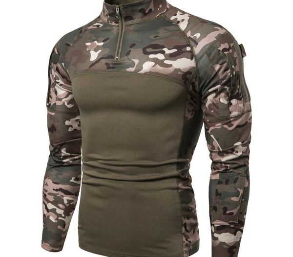 

high grade quick dry army t-shirt men long sleeve camouflage tactical shirt hunt combat soldier field t-shirts outwear, White;black