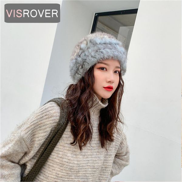 

beanie/skull caps visrover 5 colorways wool winter hat for woman with real fur solid bonnet autumn beanies warm soft skullies cap, Blue;gray
