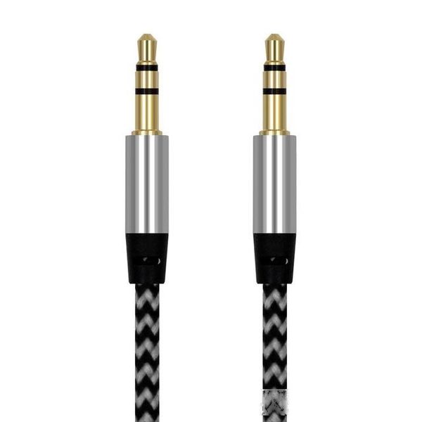 

1m 2m 3m nylon jack aux cable 3.5 mm to 3.5mm audio cable male to male kabel gold plug car aux cord for iphone samsung xiaomi
