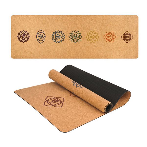

183x68cm natural cork yoga mat tpe 5mm fitness gym non-slip mat gymnastics pad pilates training exercises mats