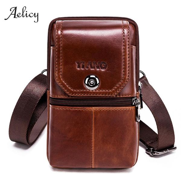 

aelicy genuine leather bags belt messenger bag men small waist hip bag for man waist packs men's crossbody phone pouch