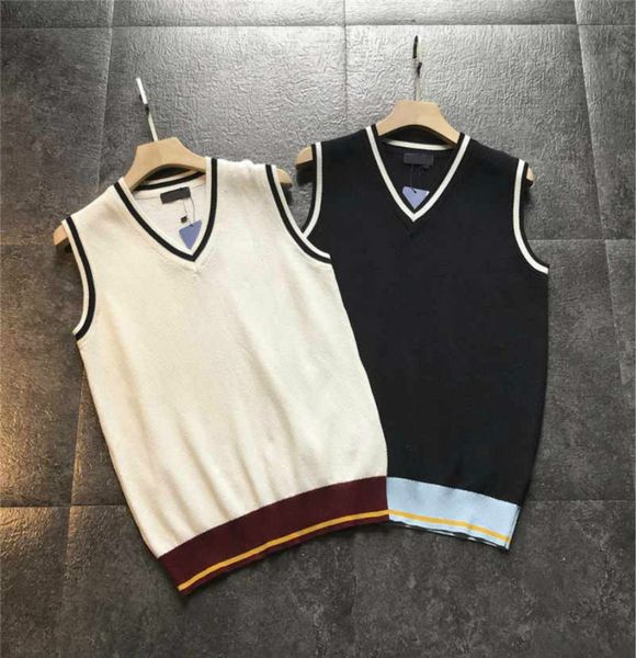

fashion men's sweater vest autumn and winter 20s new v neck sweater women couple loose trend sweatshirts sleeveless size -2xl, White;black