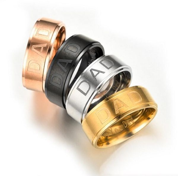 

день вы rings мама мать мода ювелирные изделия для carving письмо 50 кольцо папа любовь подарок стальные обручи матери отец нержавеющей штук, Silver