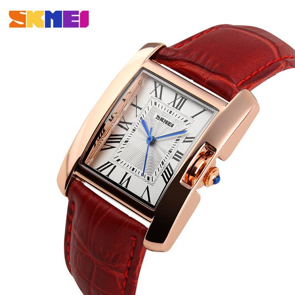 

new 2020 rose gold watch women leather band square dial quartz analog wrist watch fashion luxury women watches relogio feminino, Slivery;brown
