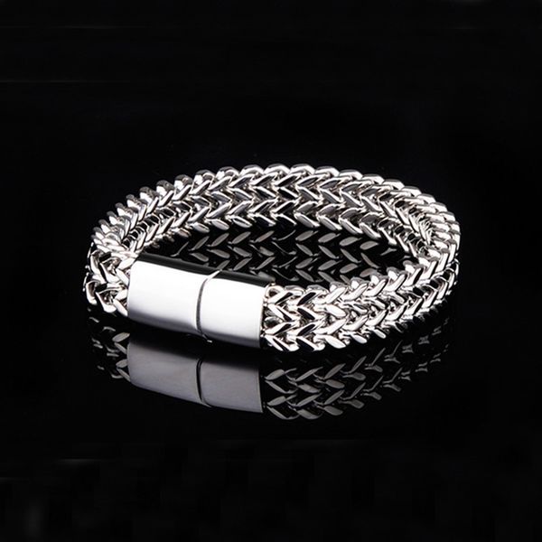 

men bracelet stainless steel link chain on hand mens jewelry accessories charm male bracelets men's rock style bangles, Black