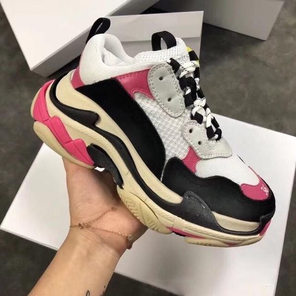 

fashoin тройной s обувь low make старого sneaker комбинация подошва ботинки женщины людей ботинки спорт вскользь обувь chaussures верхнего к, White;red