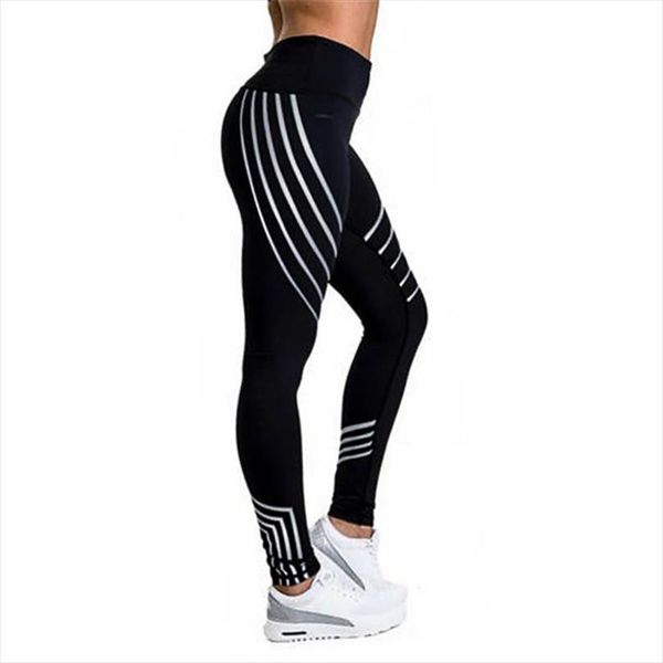 

workout black women leggings fitness high waist elastic push up striped patchwork ankle length spandex leggings