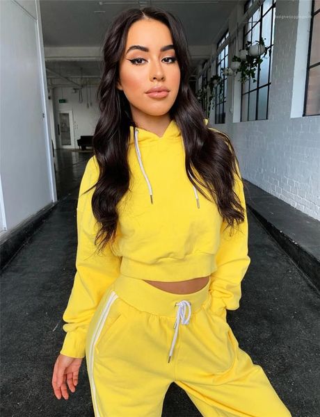 

piece set casual long sleeve hooded crop striped panelled pant women designer clothes candy color women s 2, Gray