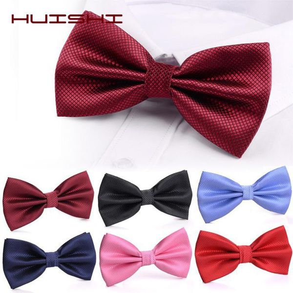 

huishi 28 colors men solid bowtie groom colourful plaid bowtie wedding cravat gravata male marriage fashion bow ties men, Black;gray