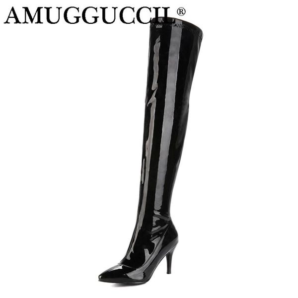 

boots plus big size 32-46 black red white zip high heel over the knee thigh autumn winter women boot x1643