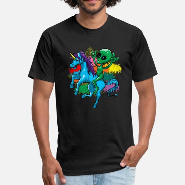 

alien unicorn little green man horse gift idea t shirt men printing cotton round neck pictures graphic basic summer original shirt