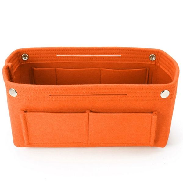 

orange women fashion felt cloth inner bag fits in insert handbag multi-pockets cosmetic bags storage personal belongings organiz