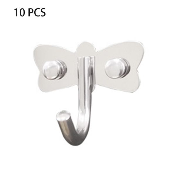 

10pcs self adhesive punch stainless steel easy install wall hook heavy duty