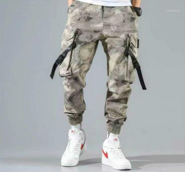 

мода карманные лоскутная drawstring штаны фитнес mens ins стиль брюки hip pop одежда mens cargo pants, Black