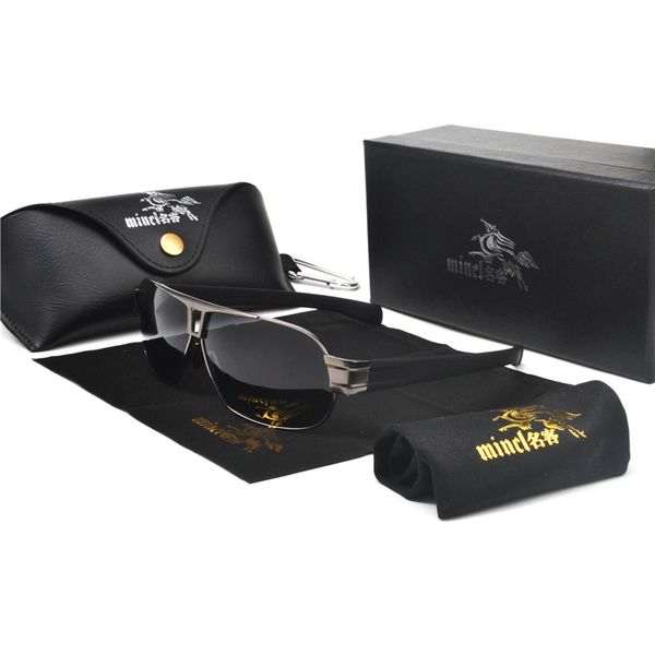 

2020 men's classic driving fashion conjoined sunglasses fashion brand half frame metal polarized sun glasses uv400 fml, White;black