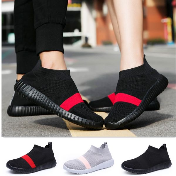 

mens womens breathable air mesh sneakers slip on flying woven casual lightweight sock shoes couples sneakers