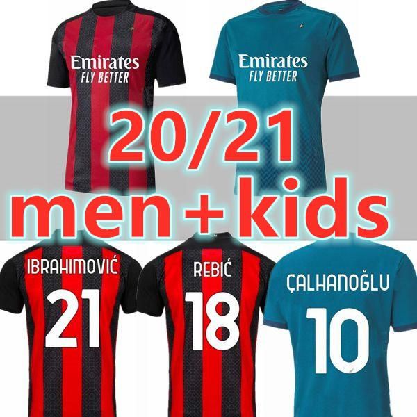 

2021 ac soccer jerseys 20 21 2020 milan theo paqueta bennacer rebic leao romagnoli ibrahimovic football jersey shirts men kids kits uniform, Black;yellow