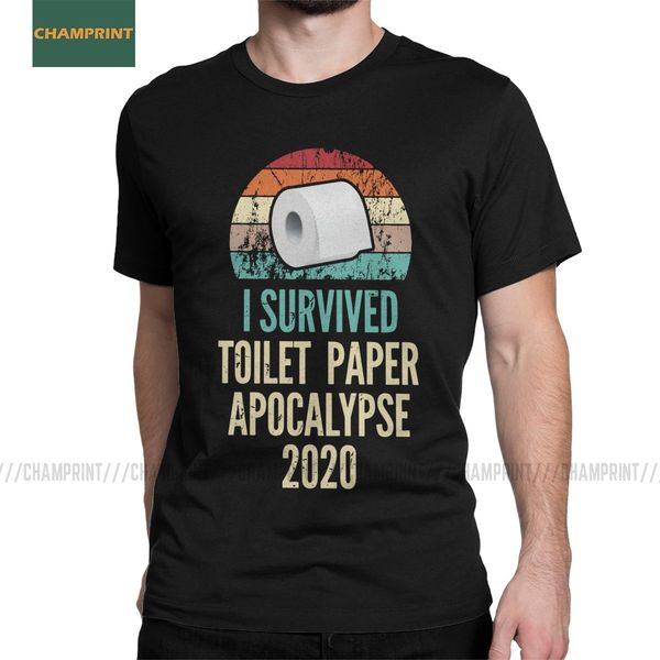 

i survived toilet paper apocalypse 2020 t-shirt for men panic tp roll sarcastic cotton tees short sleeve t shirt plus size
