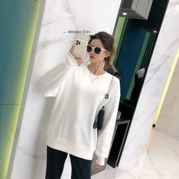 

20 autumn and winter style fei family couple round neck sweater pullover pullover loose casual sweater solid color round kkdme, Black